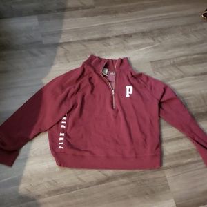 Victoria Secret Pink Burgandy Quater-zip